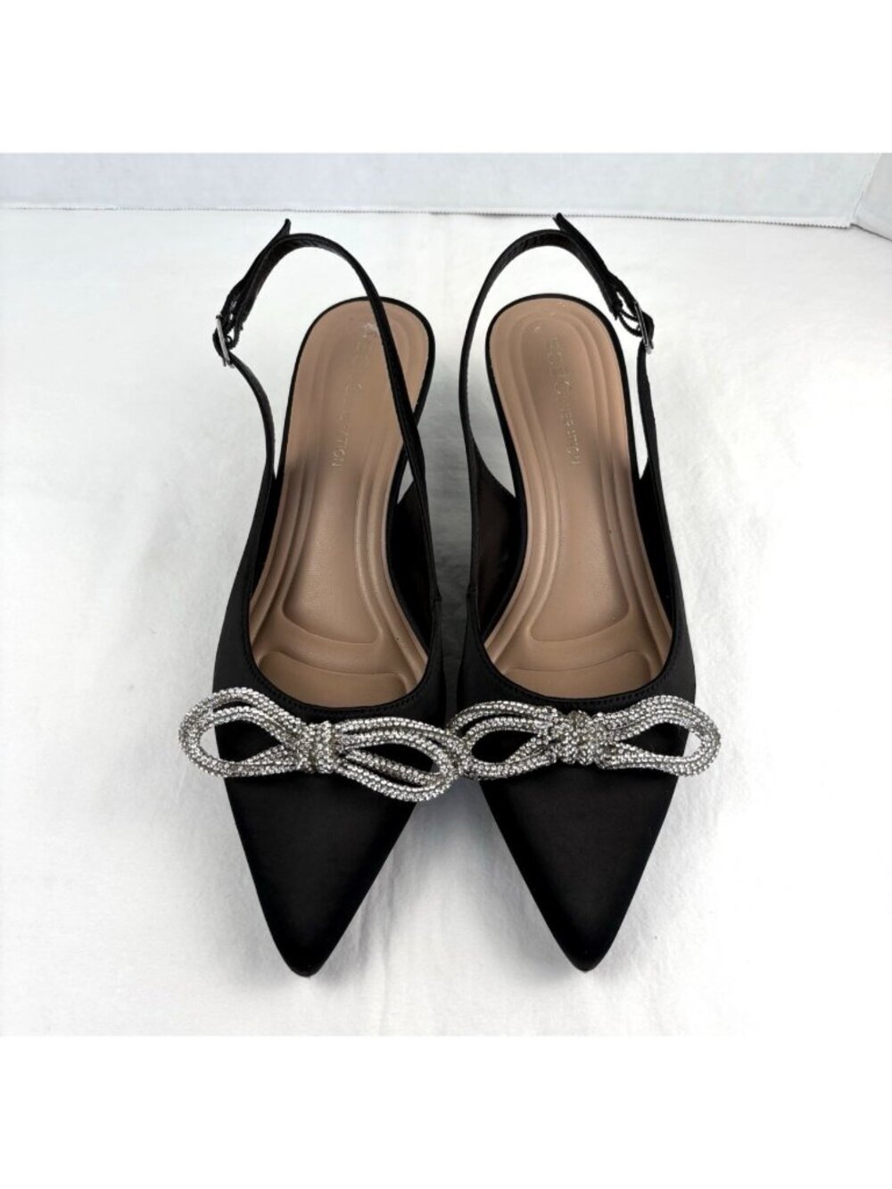 BCBGeneration Donna-2 rhinestone bow slingback kitten heel pumps size 6.5
